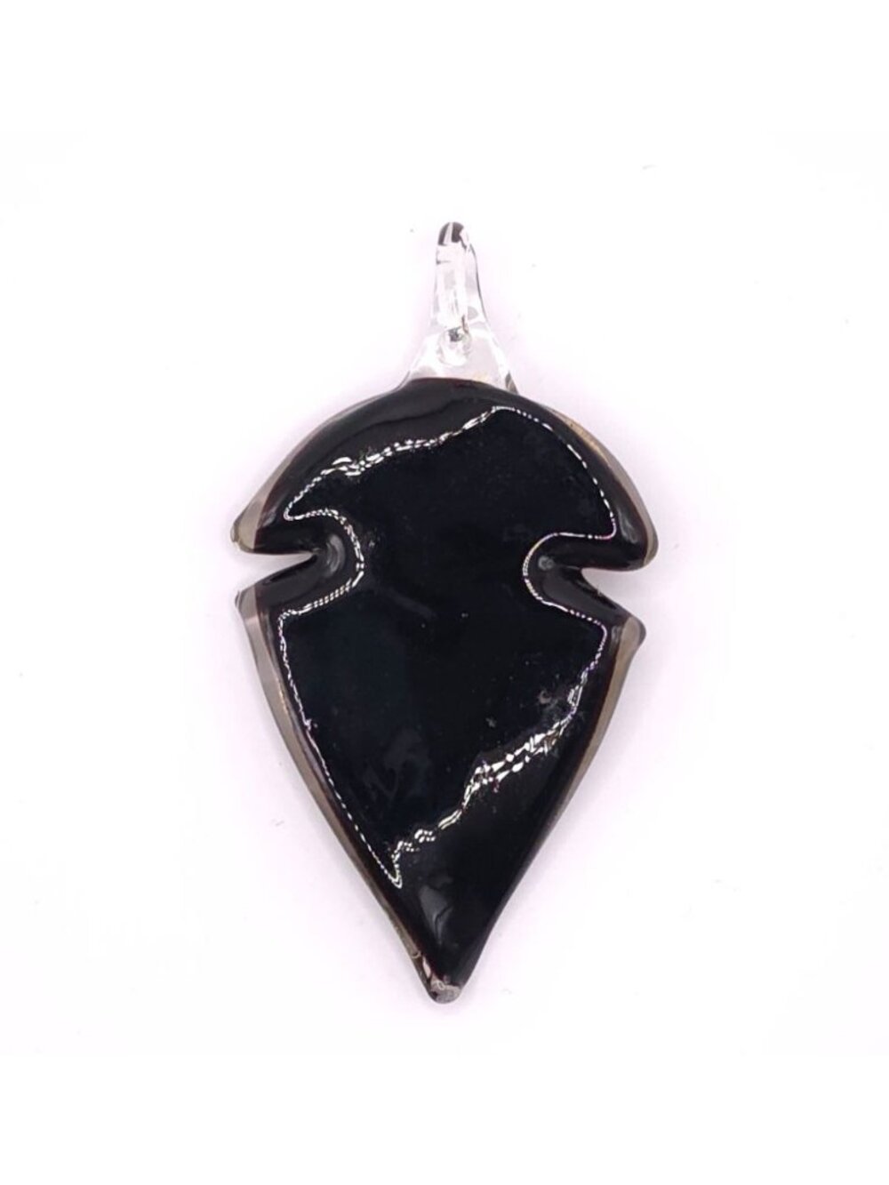 Handcrafted Dichroic Glass Leaf Pendant Unique Artisan Jewelry - Picture 3 of 4
